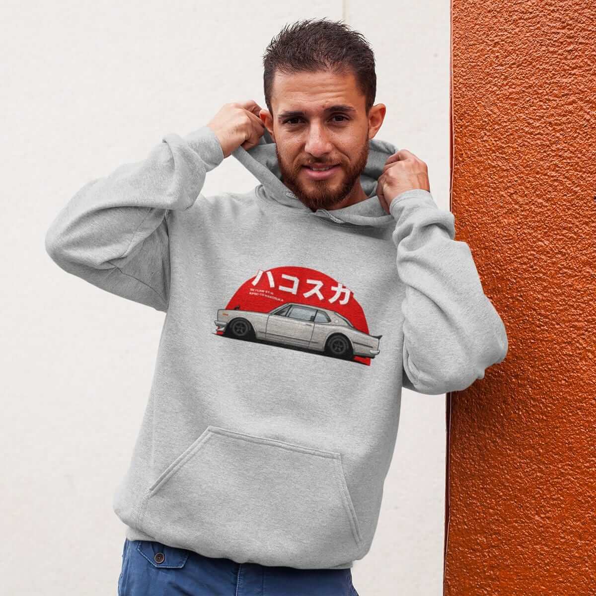 Japanese car printed on athletic heather car hoodie, JDM sweatshirt, car guy gift, car lover, car fan, car enthusiast, petrolhead, JDM lover, boyfriend gift idea