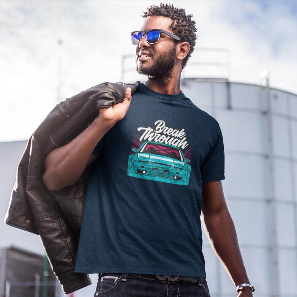 Japanese sports car printed on navy car t-shirt, JDM tee, car guy gift, car lover, car fan, car enthusiast, petrolhead, JDM lover, boyfriend gift idea