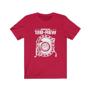 Legendary Japanese engine printed on red car t-shirt designed for car lovers, car guys, car enthusiasts, JDM lovers and petrolheads