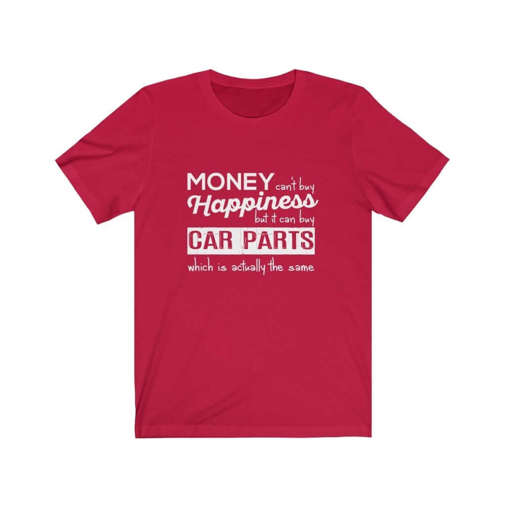 More-car-parts-is-equal-to-happiness-funny-red-car-tshirt,-mechanic,-car-fans,-car-guys,-car-lovers,-car-enthusiasts,-petrolheads,-drifting-tshirt,-awesome-men's-gift-idea