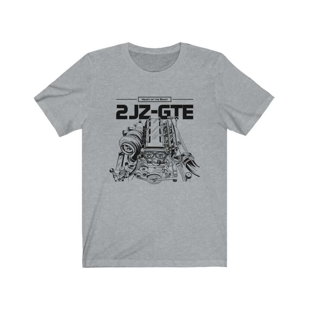 Japanese engine printed on athletic heather car t-shirt, JDM tee, car guy gift, car lover, car fan, car enthusiast, petrolhead, JDM lover, boyfriend gift idea