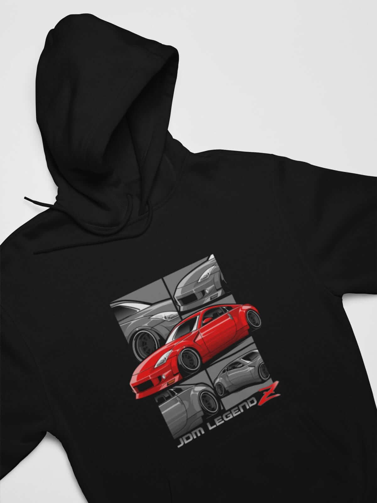 Red Japanese sports car printed on black car hoodie, JDM sweatshirt, car guy gift, car lover, car fan, car enthusiast, petrolhead, JDM lover, boyfriend gift idea