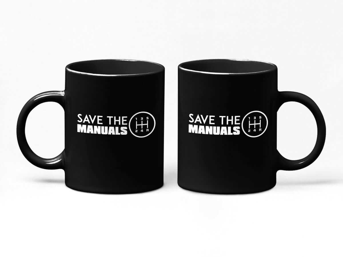 save the manuals car mug, black 11oz coffee mug for car lovers, car enthusiasts