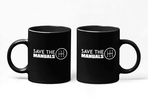 save the manuals car mug, black 11oz coffee mug for car lovers, car enthusiasts