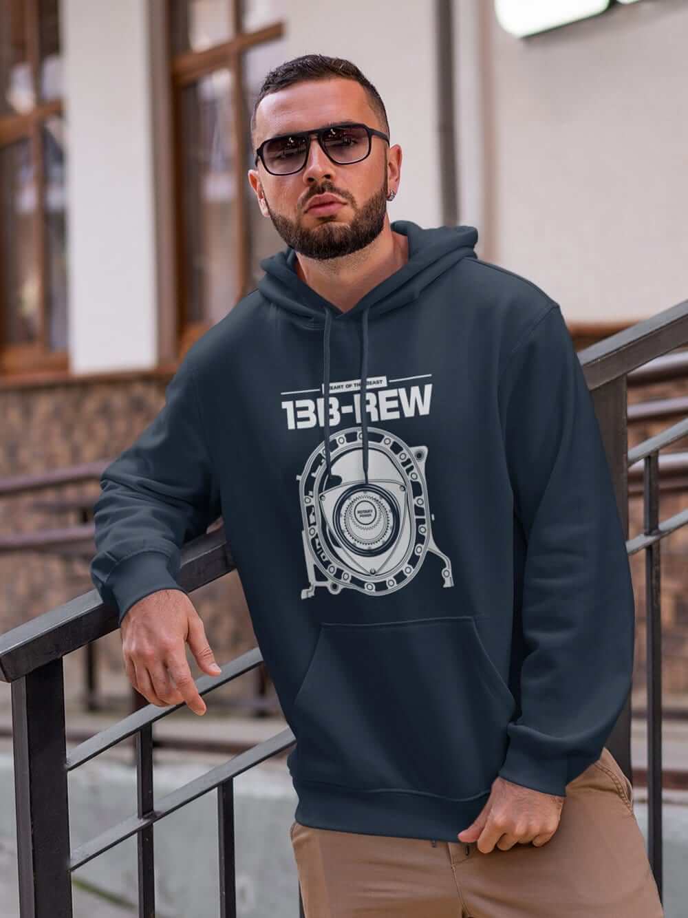 Legendary Japanese engine printed on navy car hoodie designed for car lovers, car guys, car enthusiasts, JDM lovers and petrolheads