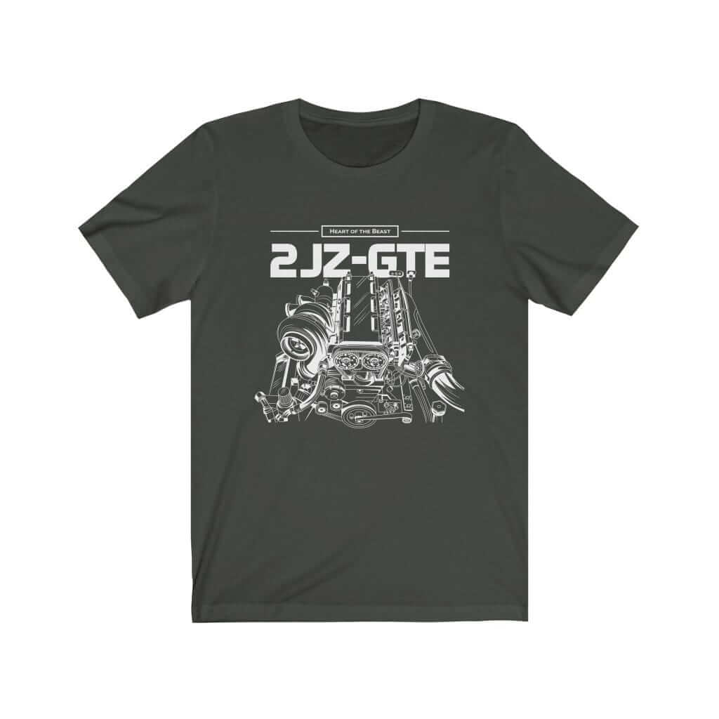 Japanese engine printed on dark grey car t-shirt, JDM tee, car guy gift, car lover, car fan, car enthusiast, petrolhead, JDM lover, boyfriend gift idea
