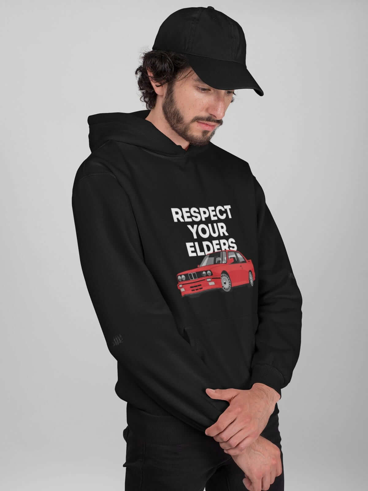 Legendary german car printed on black car hoodie, designed for car lovers, car guys, car enthusiasts