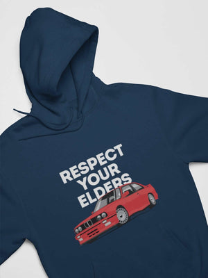 Legendary german car printed on navy car hoodie, designed for car lovers, car guys, car enthusiasts