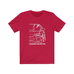 Japanese sports car printed on red car t-shirt designed for car lovers, car guys, car enthusiasts, JDM lovers, and petrolheads
