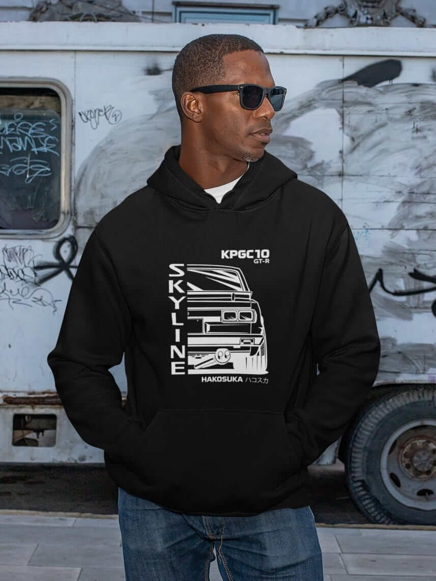 Japanese car printed on black car hoodie, JDM sweatshirt, car guy gift, car lover, car fan, car enthusiast, petrolhead, JDM lover, boyfriend gift idea