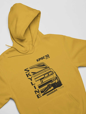 Japanese car printed on gold yellow car hoodie, JDM sweatshirt, car guy gift, car lover, car fan, car enthusiast, petrolhead, JDM lover, boyfriend gift idea