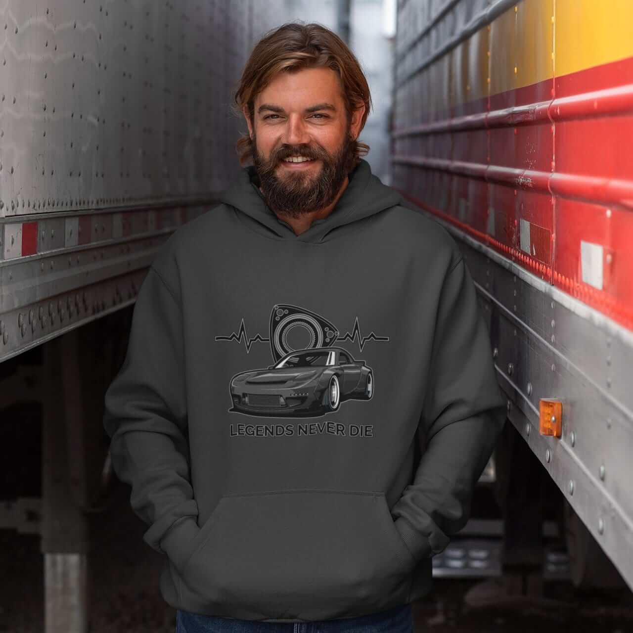 Japanese engine printed on dark grey car hoodie, JDM sweatshirt, car guy gift, car lover, car fan, car enthusiast, petrolhead, JDM lover, boyfriend gift idea