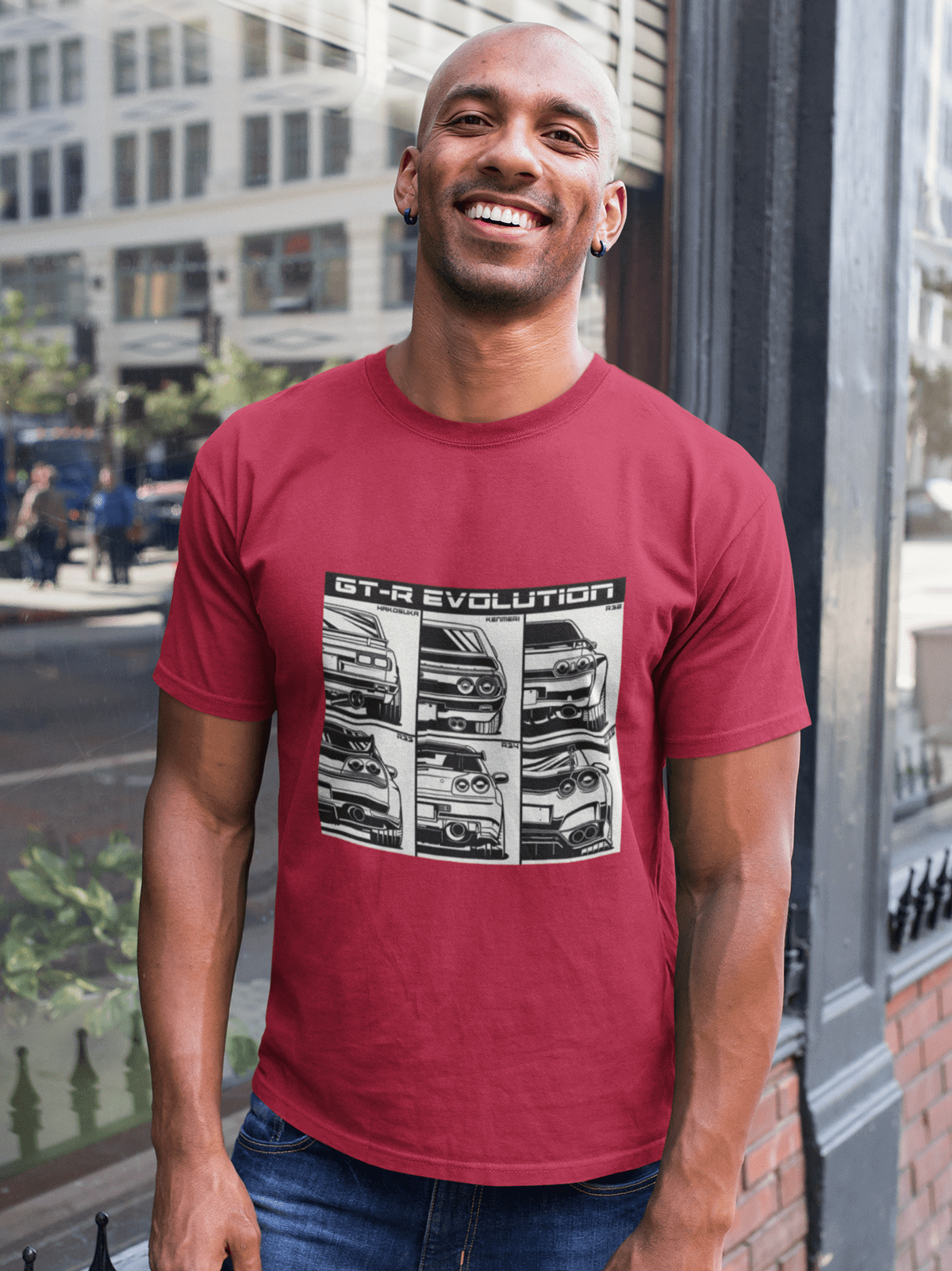 Japanese car printed on red car t-shirt, JDM tee, car guy gift, car lover, car fan, car enthusiast, petrolhead, JDM lover, boyfriend gift idea