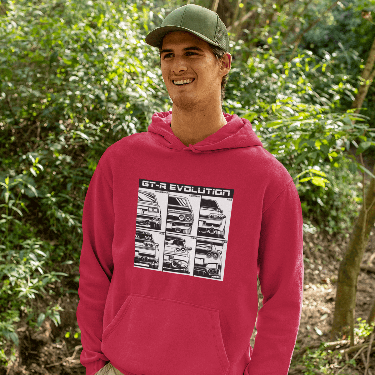 Japanese cars printed on red car hoodie, JDM sweatshirt, car guy gift, car lover, car fan, car enthusiast, petrolhead, JDM lover, boyfriend gift idea