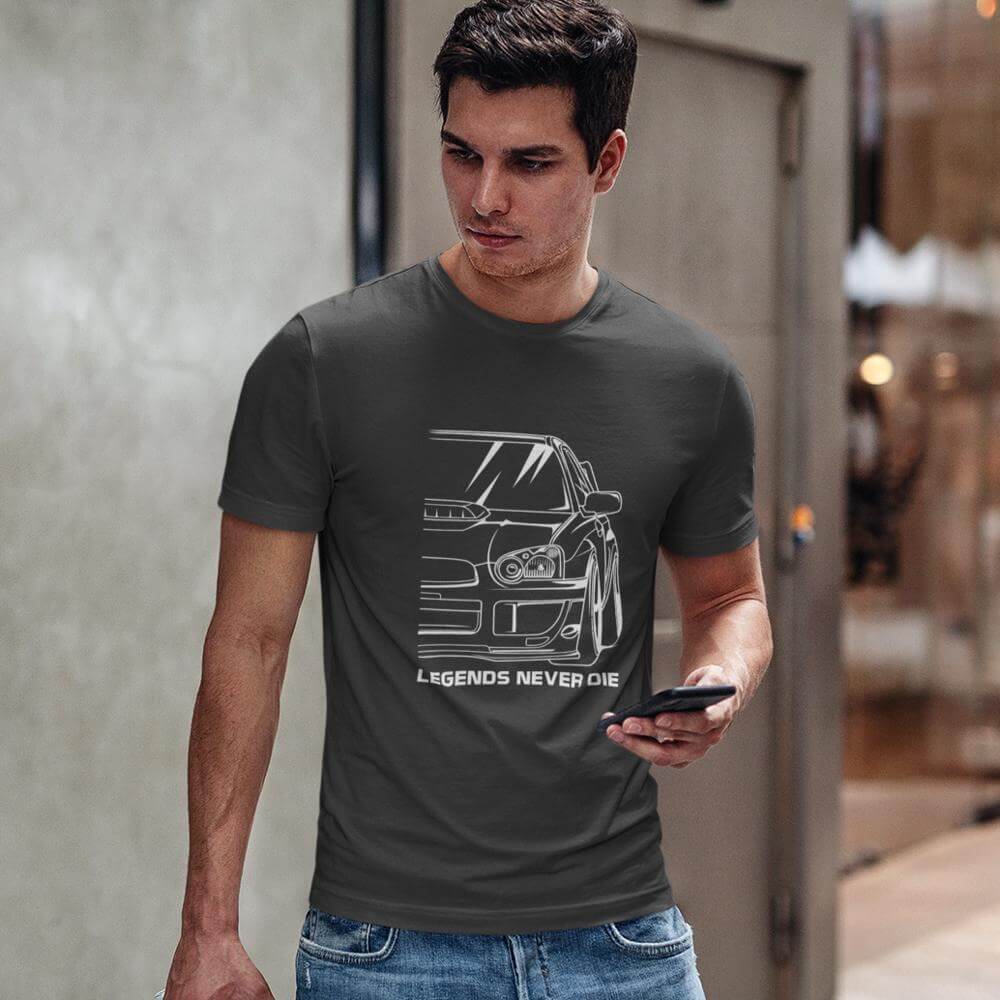 Japanese sports car printed on dark grey car t-shirt designed for car lovers, car guys, car enthusiasts, JDM lovers, and petrolheads
