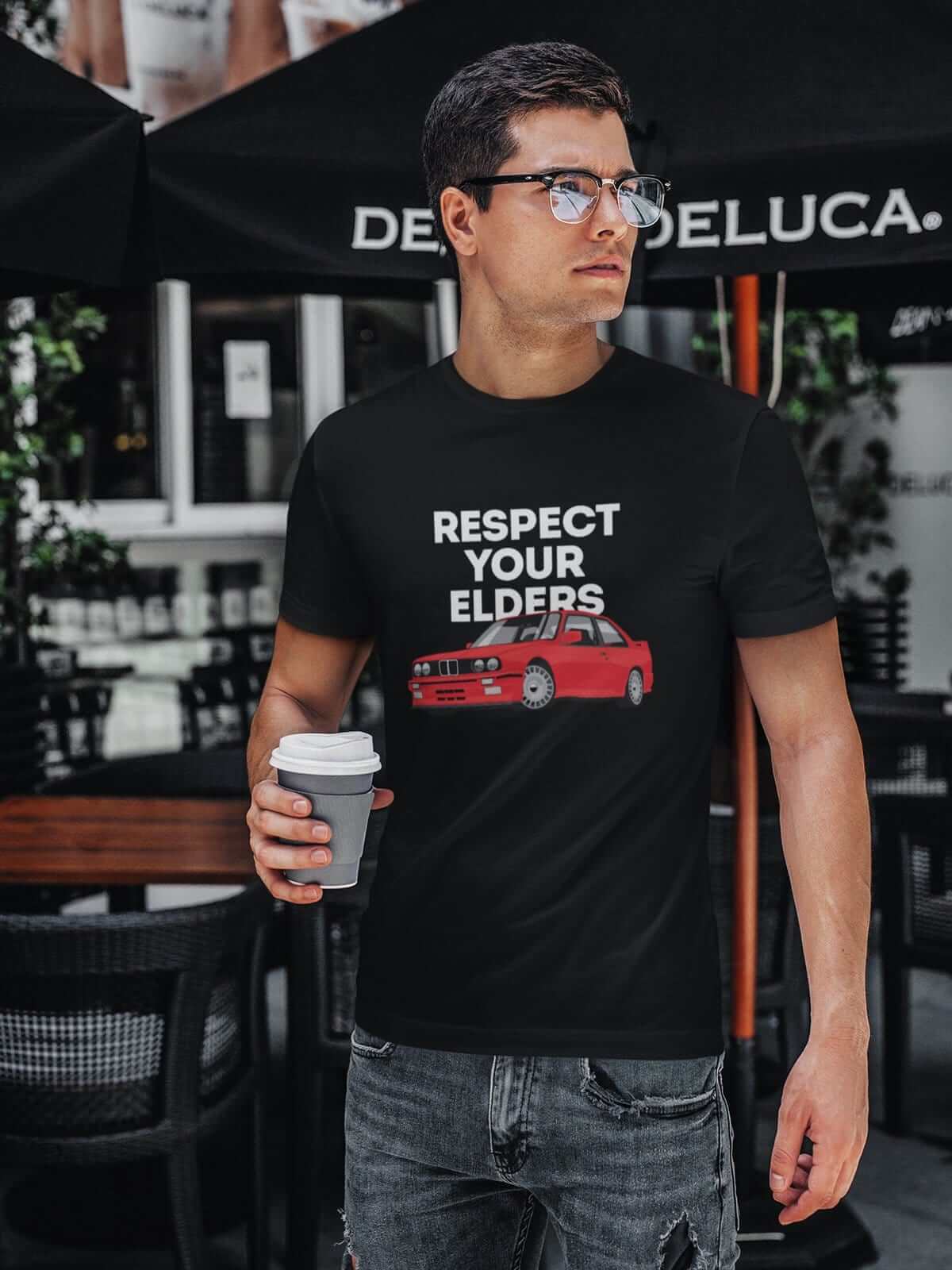 Legendary German car printed on black car t-shirt designed for car lovers, car guys, car enthusiasts