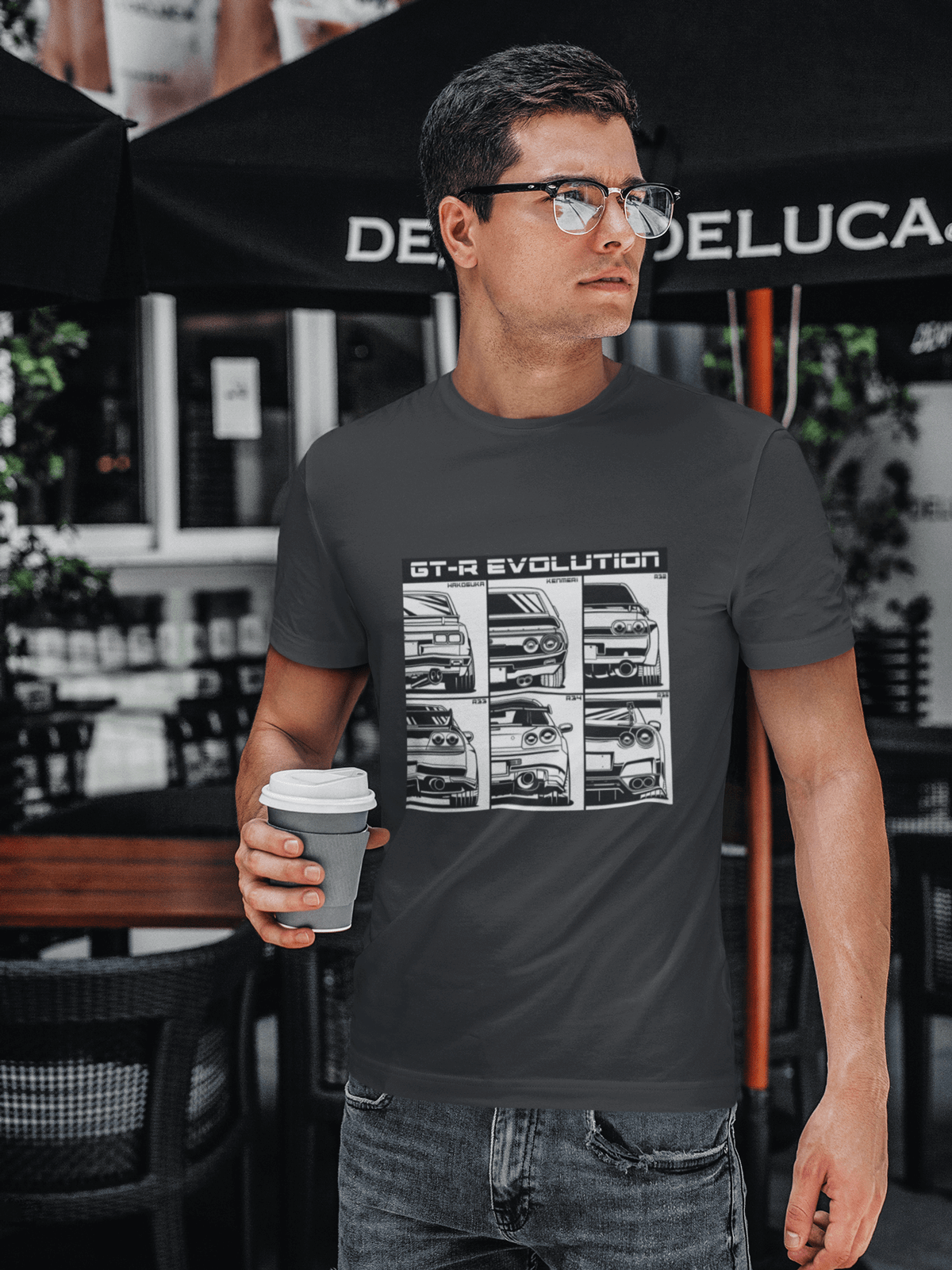 Japanese car printed on dark grey car t-shirt, JDM tee, car guy gift, car lover, car fan, car enthusiast, petrolhead, JDM lover, boyfriend gift idea