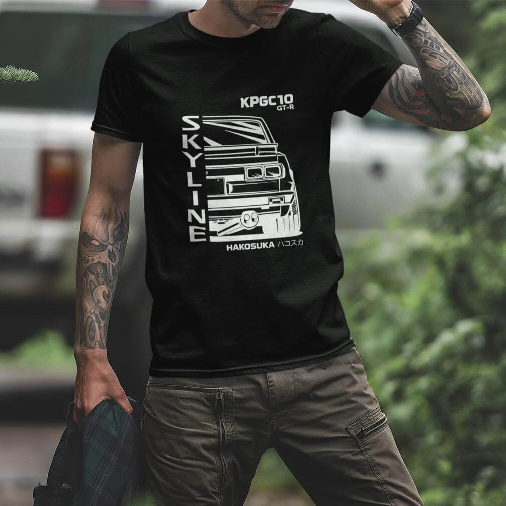 Japanese car printed on black car t-shirt, JDM tee, car guy gift, car lover, car fan, car enthusiast, petrolhead, JDM lover, boyfriend gift idea