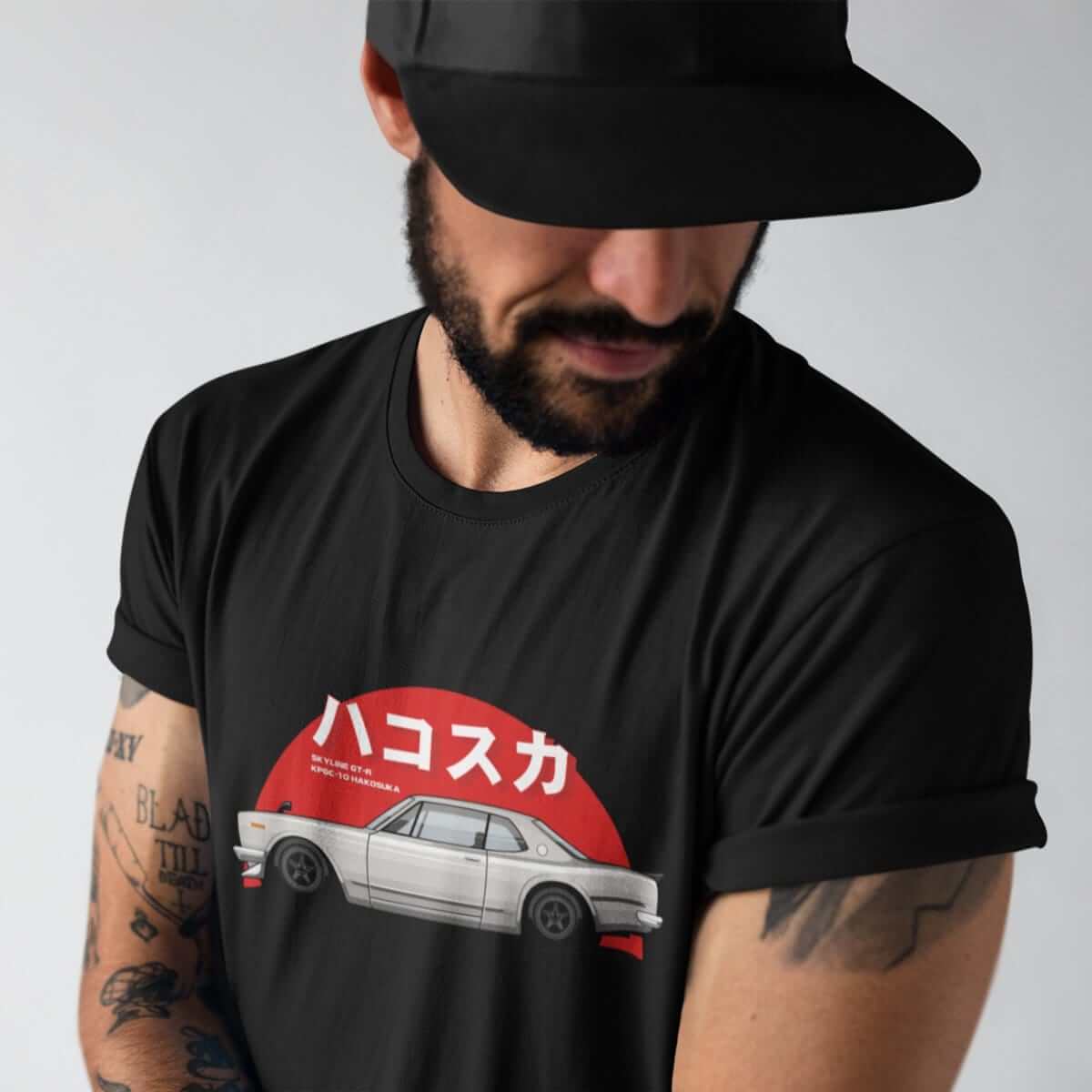 Japanese car printed on black car t-shirt, JDM tee, car guy gift, car lover, car fan, car enthusiast, petrolhead, JDM lover, boyfriend gift idea