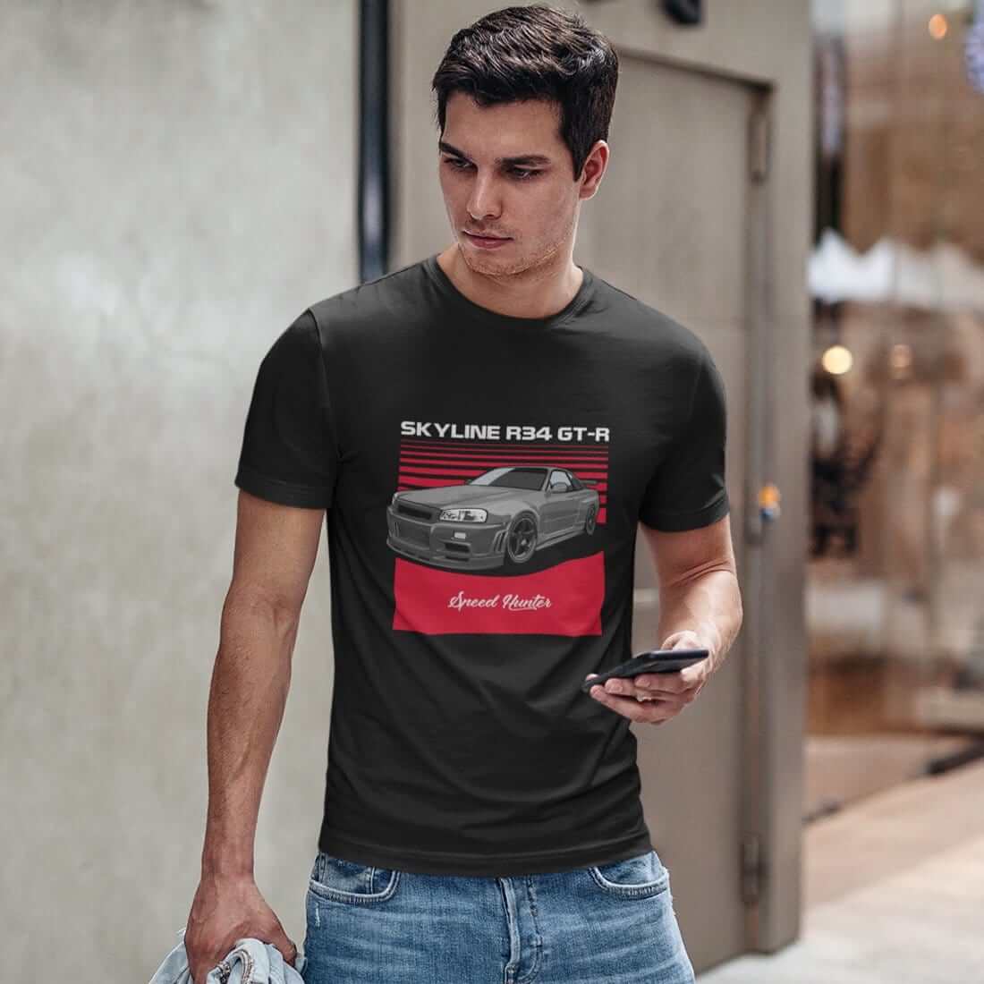 Japanese car printed on black car t-shirt, jdm tee, car guy gift, car lover present, car-fan, car enthusiast
