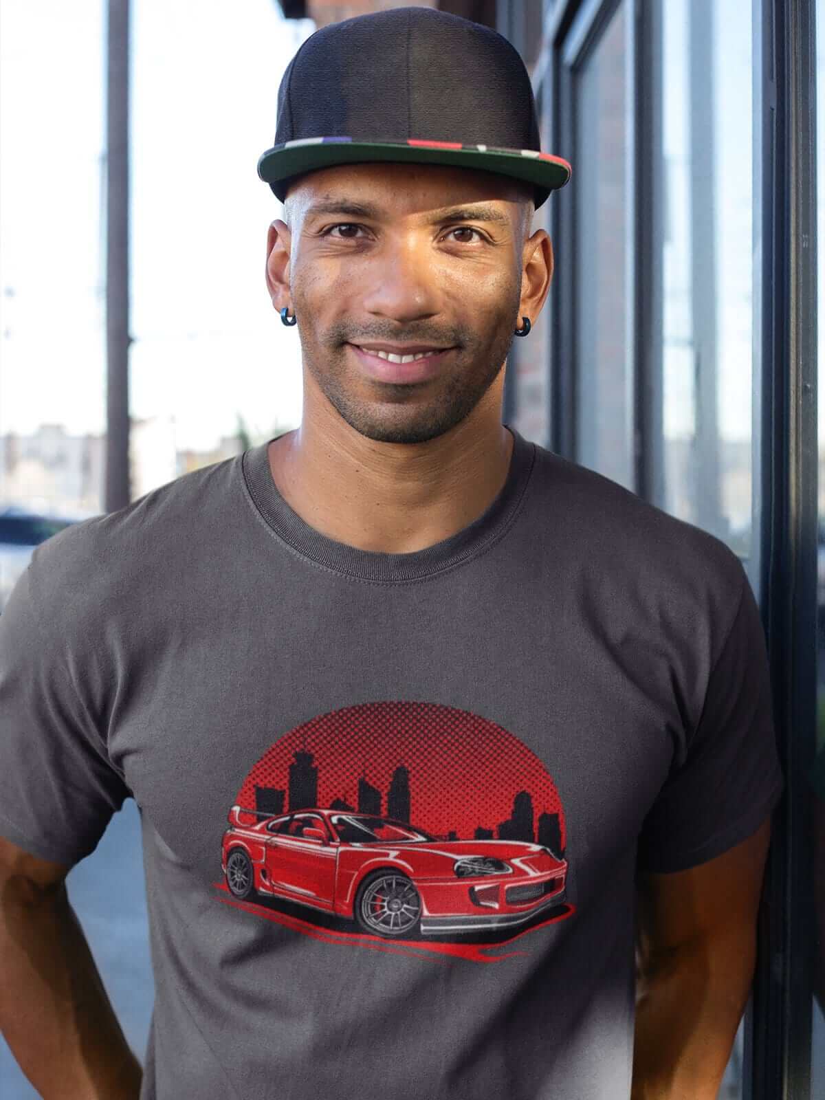 Japanese car printed on dark grey car t-shirt, JDM tee, car guy gift, car lover, car fan, car enthusiast, petrolhead, JDM lover, boyfriend gift idea