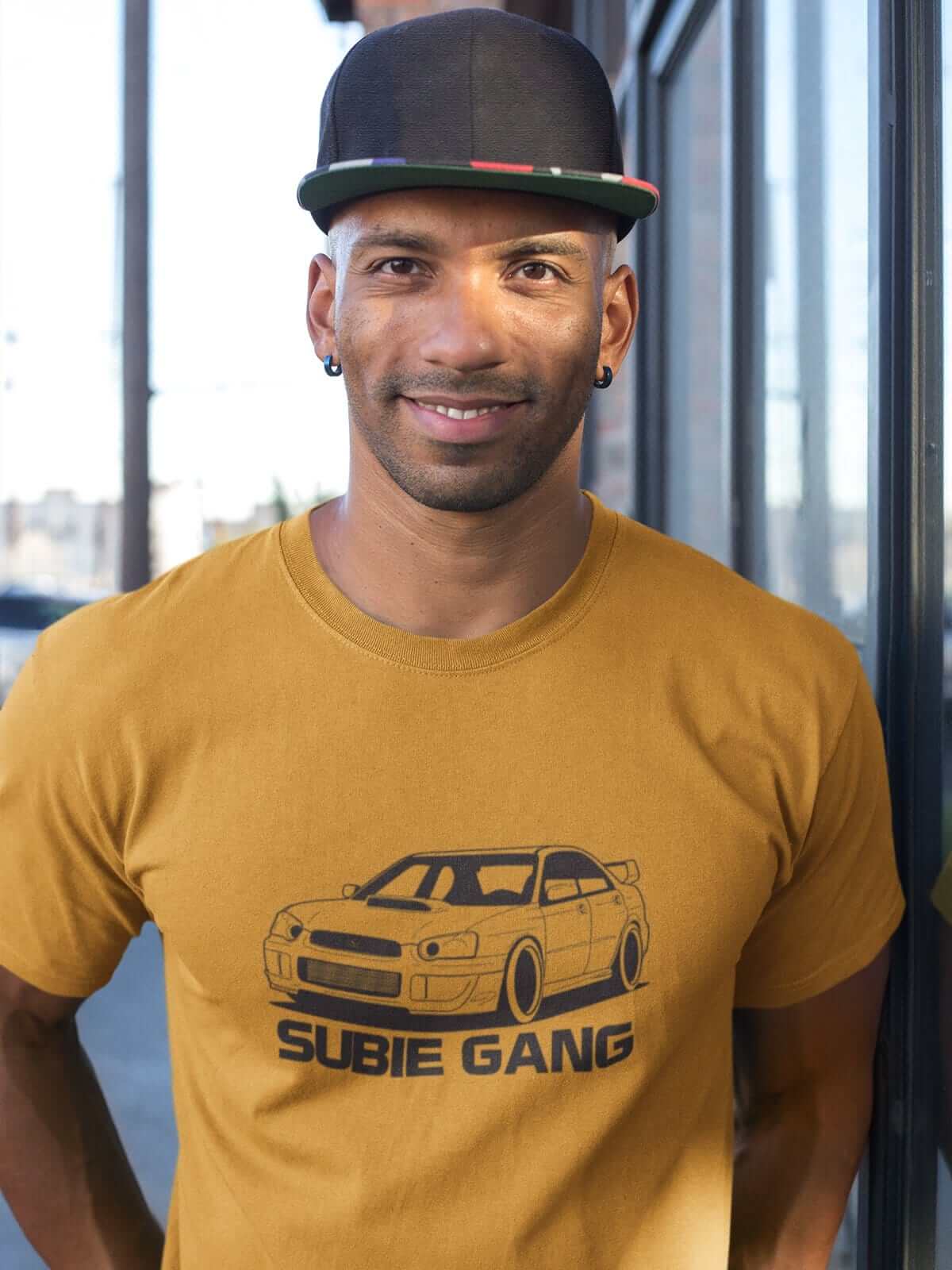 Japanese sports car printed on gold yellow car t-shirt designed for car lovers, car guys, car enthusiasts, JDM lovers, and petrolheads