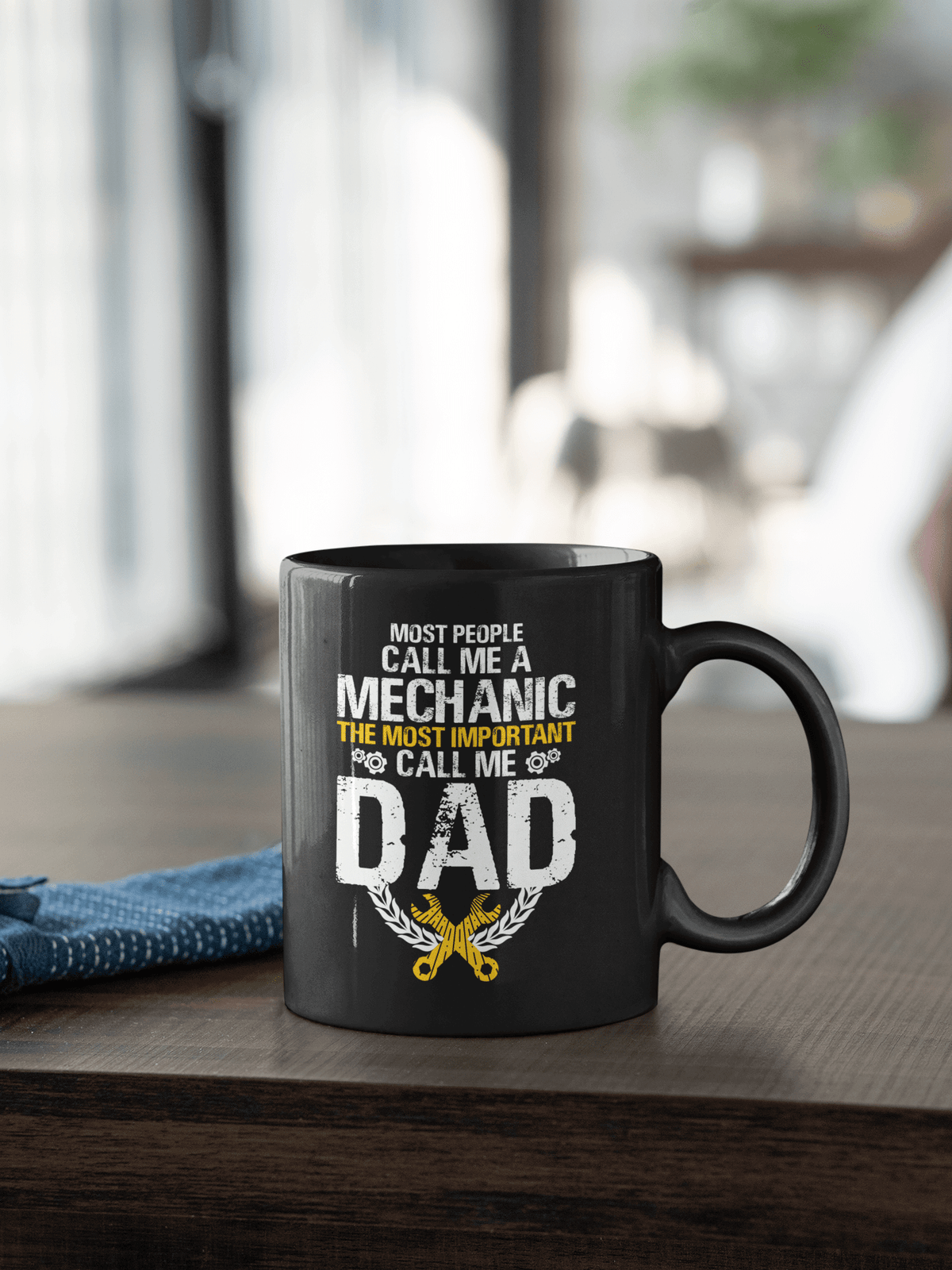 mechanic dad black mug, father's day mechanic mug