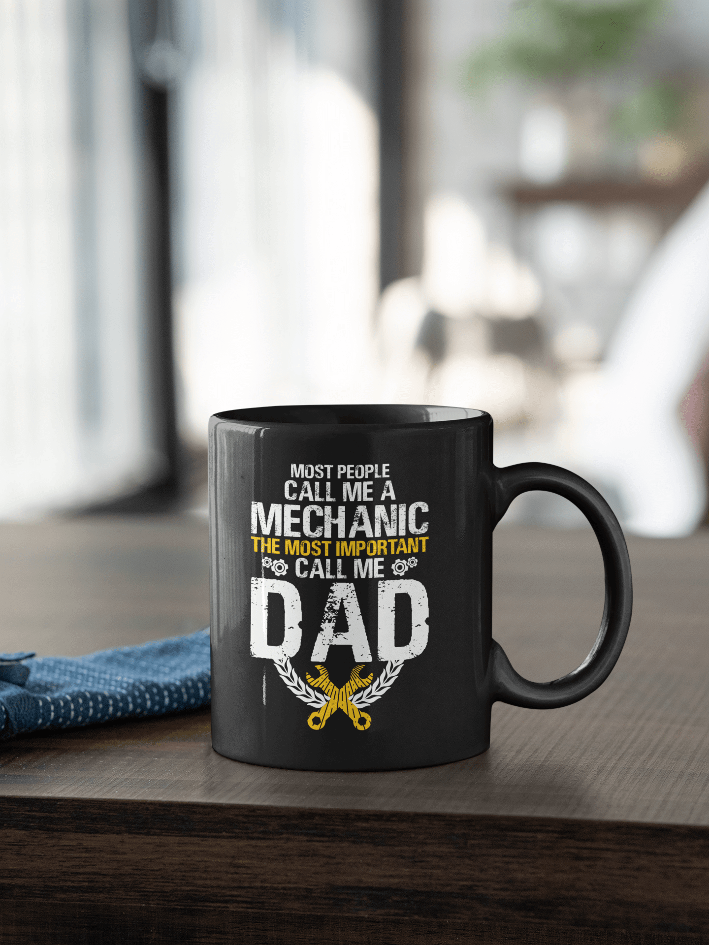 mechanic dad black mug, father's day mechanic mug