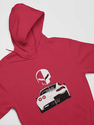 Muscle car printed on red car hoodie, American muscle car sweatshirt, car guy gift, car lover, car fan, car enthusiast, petrolhead, hot rod lover, boyfriend gift idea