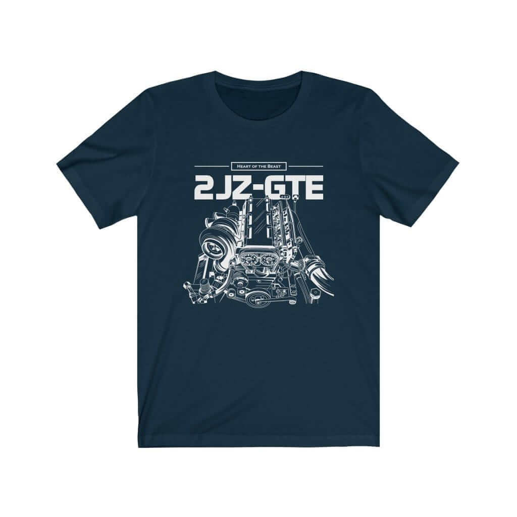 Japanese engine printed on navy car t-shirt, JDM tee, car guy gift, car lover, car fan, car enthusiast, petrolhead, JDM lover, boyfriend gift idea