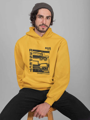 Japanese car printed on gold car hoodie, JDM hooded sweatshirt, car guy gift, car lover present, car fan, car enthusiast