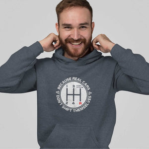 a car guy with real cars don't shift themselves heather navy car hoodie