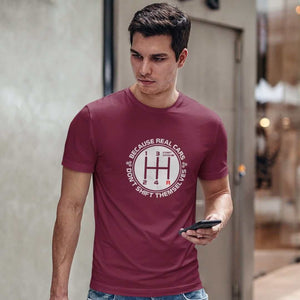 a car guy with real cars don't shift themselves maroon t-shirt, car lover, car enthusiast
