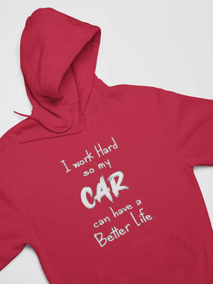 Car Guys red hoodie with funny text printed on it, JDM sweatshirt, car guy gift, car lover, car fan, car enthusiast, petrolhead, JDM lover, boyfriend gift idea