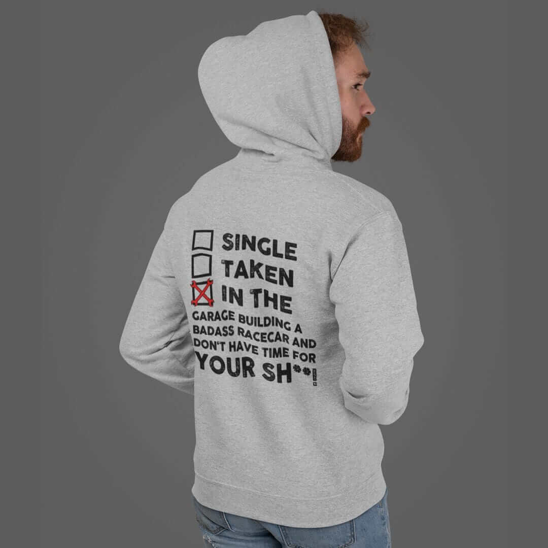 in the garage building a racecar sport grey hoodie, car guy gift