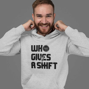 Sport grey who gives a shift car hoodie, car guys gift, car clothing