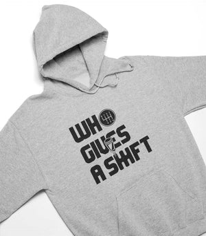 Sport grey who gives a shift car hoodie, car guys gift, car clothing