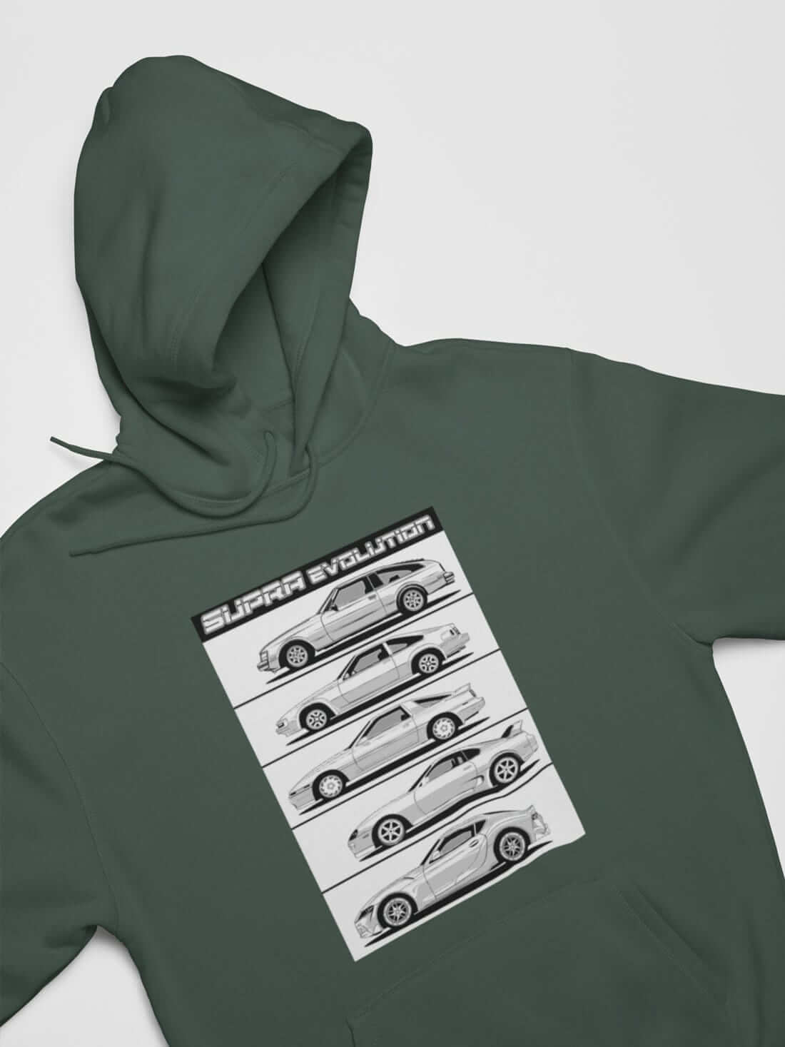 supra evolution hoodie in forest green, jdm hoodie