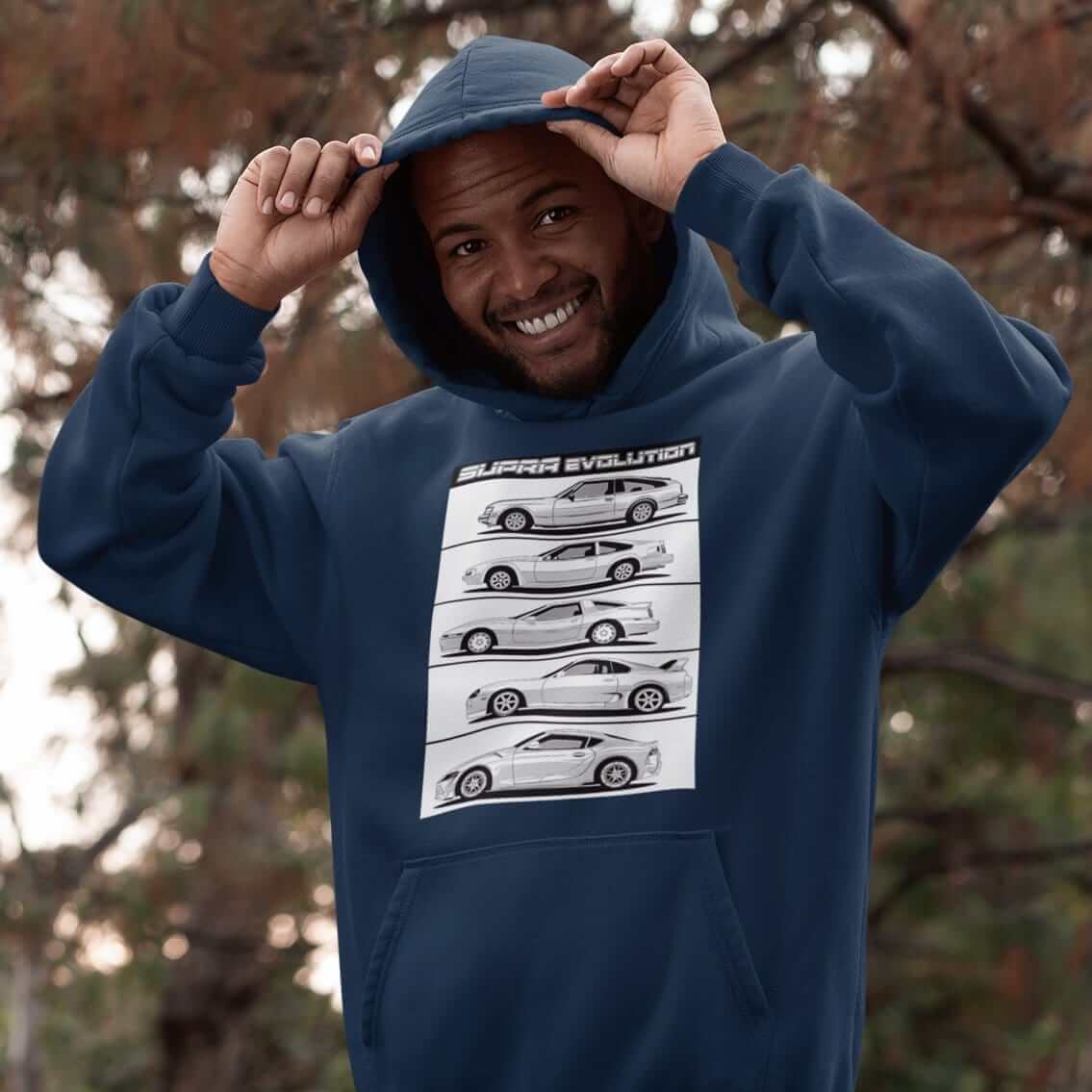 supra evolution hoodie in navy blue, jdm hoodie