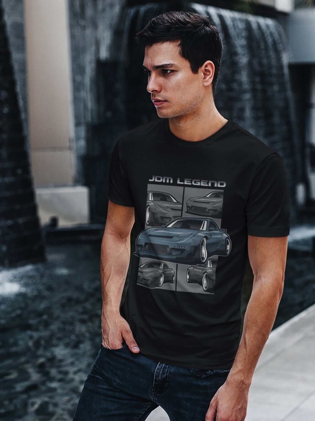 man with Blue Japanese car printed on black t-shirt, JDM tee, car guy gift, car lover, car fan, car enthusiast, petrolhead, JDM lover, boyfriend gift idea