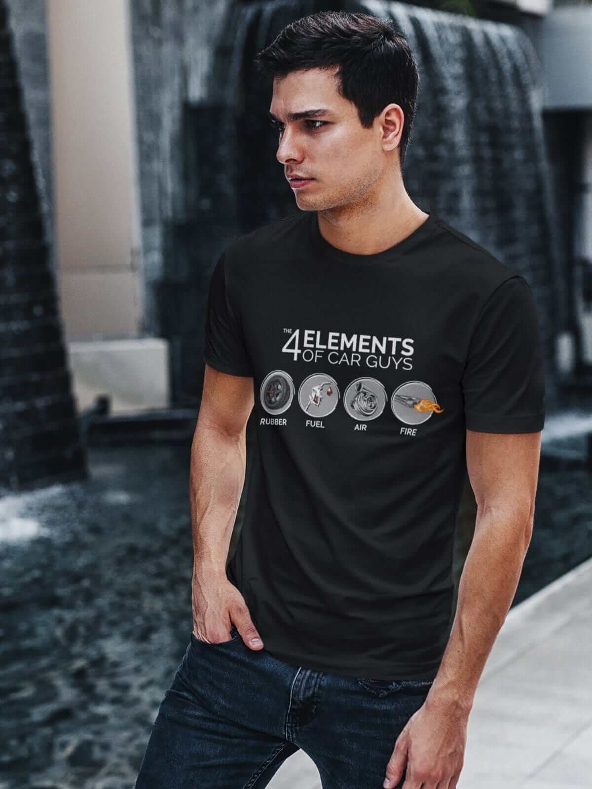 Funny "the 4 elements of car guys" black car t-shirt, JDM shirt, car guy gift, car lover, car fan, car enthusiast, petrolhead, JDM lover, boyfriend gift idea tee