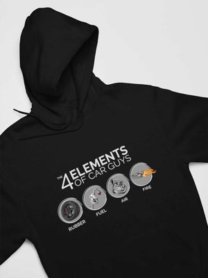 Funny "the 4 elements of car guys" black car hoodie, JDM sweatshirt, car guy gift, car lover, car fan, car enthusiast, petrolhead, JDM lover, boyfriend gift idea.