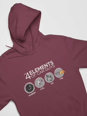 Funny "the 4 elements of car guys" maroon  car hoodie, JDM sweatshirt, car guy gift, car lover, car fan, car enthusiast, petrolhead, JDM lover, boyfriend gift idea.