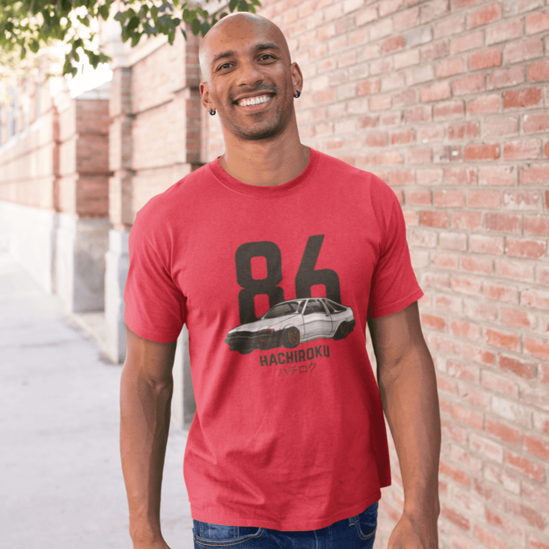 Japanese car printed on red car t-shirt, JDM tee, car guy gift, car lover, car fan, car enthusiast, petrolhead, JDM lover, boyfriend gift idea