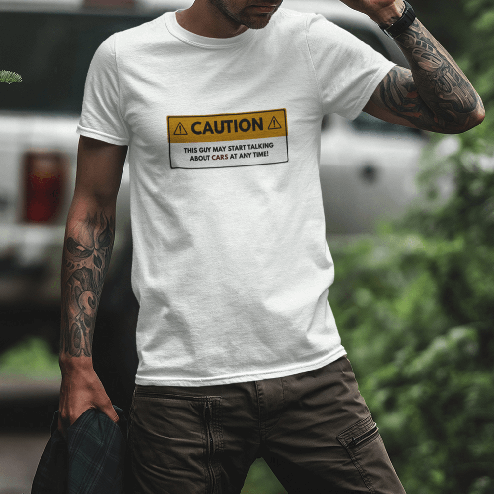 man-with-white-car-tshirt,-caution-this-guy-may-start-talking-about-cars-at-any-time,-car-fans,-car-guys,-car-lovers,-car-enthusiasts,